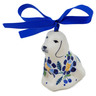 Polish Pottery Dog Ornament 3&quot; Orange And Blue Flower