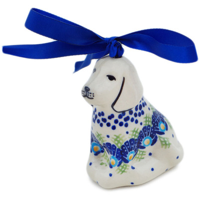 Polish Pottery Dog Ornament 3&quot; Tail Feathers