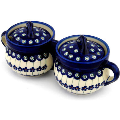 Polish Pottery Double Jar 11&quot; Flowering Peacock