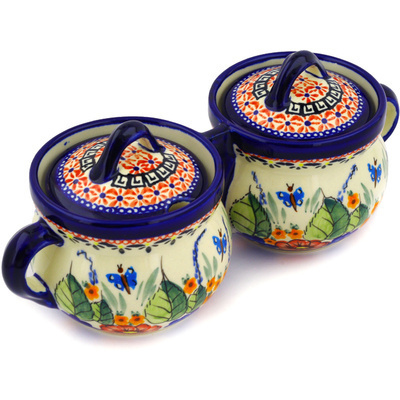 Polish Pottery Double Jar 11&quot; Spring Splendor UNIKAT