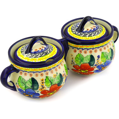 Polish Pottery Double Jar 11&quot; Summer Sleandor UNIKAT