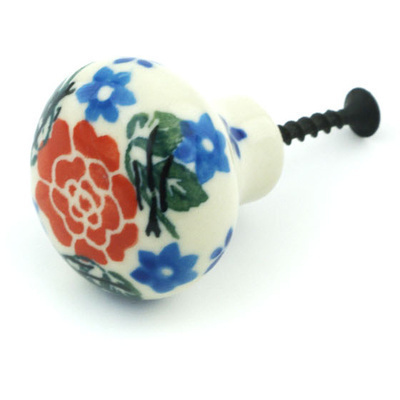 Polish Pottery Drawer knob 1-1/2 inch Burst Of Roses