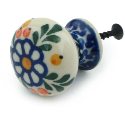 Polish Pottery Drawer knob 1-3/8 inch Berries And Daisies