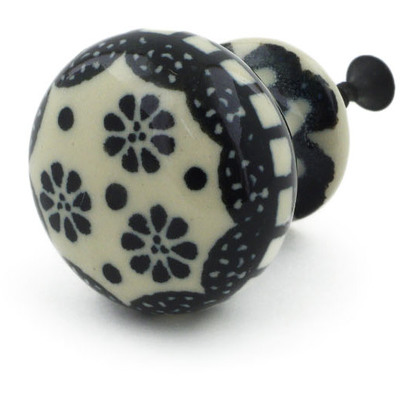 Polish Pottery Drawer knob 1-3/8 inch Black Lace