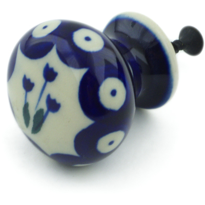 Polish Pottery Drawer knob 1-3/8 inch Blue Tulip Peacock