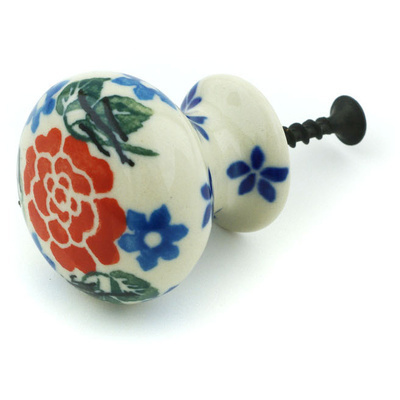 Polish Pottery Drawer knob 1-3/8 inch Burst Of Roses