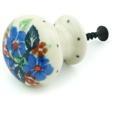 Polish Pottery Drawer knob 1-3/8 inch Spring Wreath