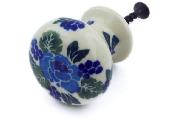 Polish Pottery Drawer Pull Knob 1 Blue Carnation