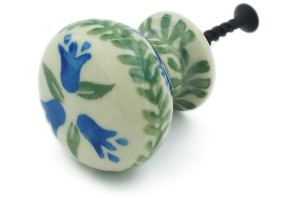 Polish Pottery Drawer Pull Knob 1 Blue Tulip