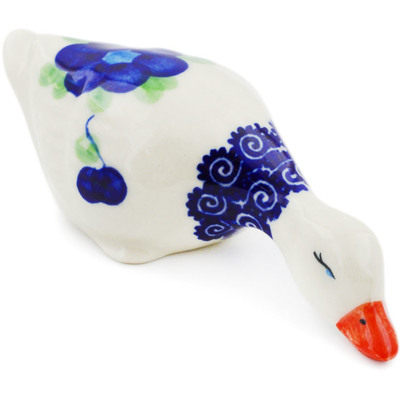 Polish Pottery Duck Figurine 4&quot; Blue Poppies