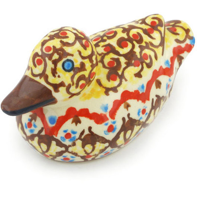 Polish Pottery Duck Figurine 4&quot;