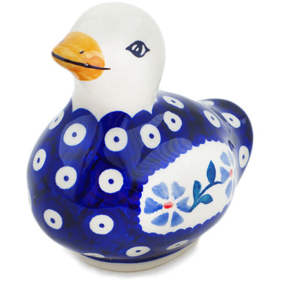 Polish Pottery Duck Figurine 4&quot; Peacock Forget-me-not