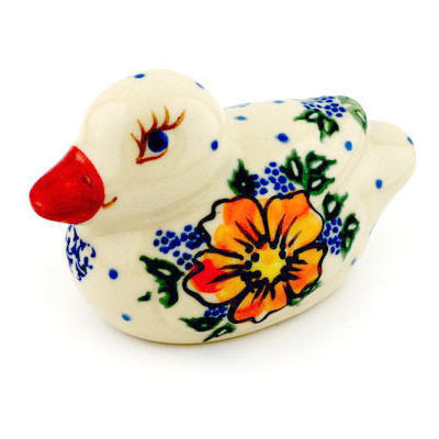 Polish Pottery Duck Figurine 4&quot; UNIKAT
