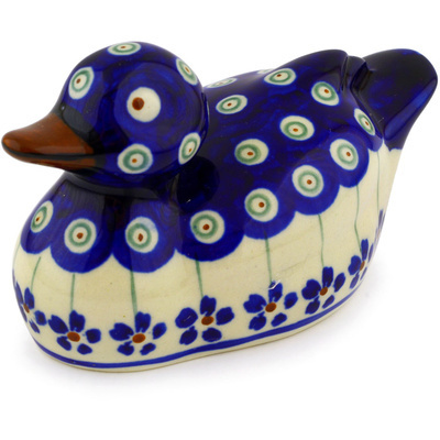 Polish Pottery Duck Figurine 5&quot; Flowering Peacock
