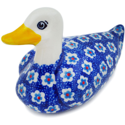 Polish Pottery Duck Figurine 5&quot; May Flowers