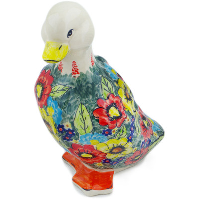 Polish Pottery Duck Figurine 9&quot; Meadow Sights UNIKAT