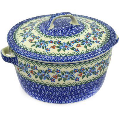 Polish Pottery Dutch Oven 8-inch Azure Blooms