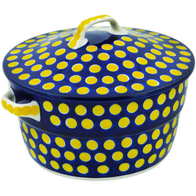 Polish Pottery Dutch Oven 8-inch Yellow Dots