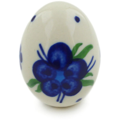 Polish Pottery Egg Figurine 2&quot; Bleu-belle Fleur