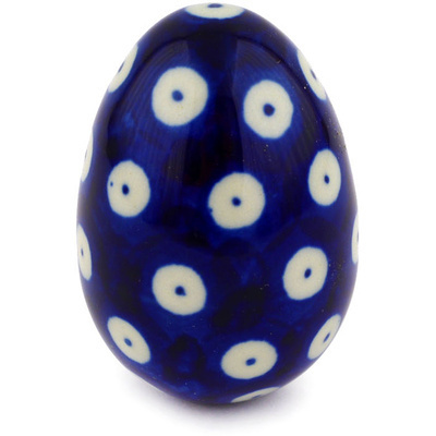 Polish Pottery Egg Figurine 2&quot; Blue Eyes