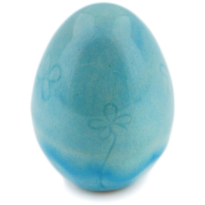 Polish Pottery Egg Figurine 2&quot; Blue