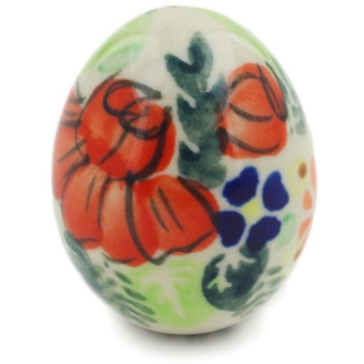 Polish Pottery Egg Figurine 2&quot; Bold Poppies UNIKAT