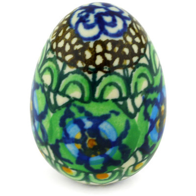 Polish Pottery Egg Figurine 2&quot; Mardi Gras UNIKAT