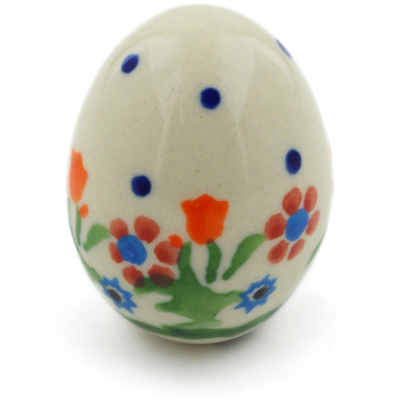 Polish Pottery Egg Figurine 2&quot; Spring Flowers