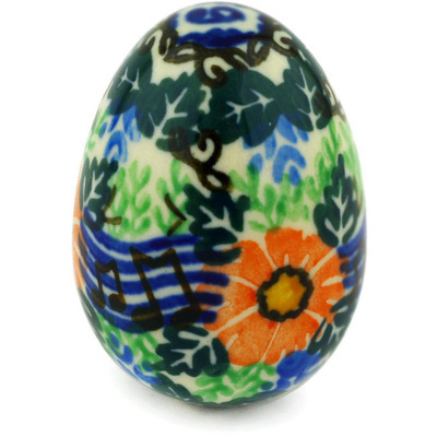 Polish Pottery Egg Figurine 2&quot; Spring Song UNIKAT