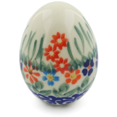 Polish Pottery Egg Figurine 3&quot; Blissful Daisy