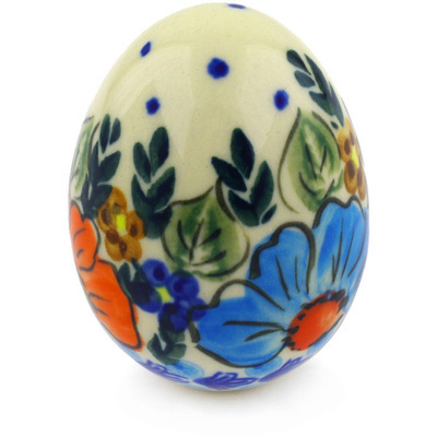 Polish Pottery Egg Figurine 3&quot; Bold Poppies