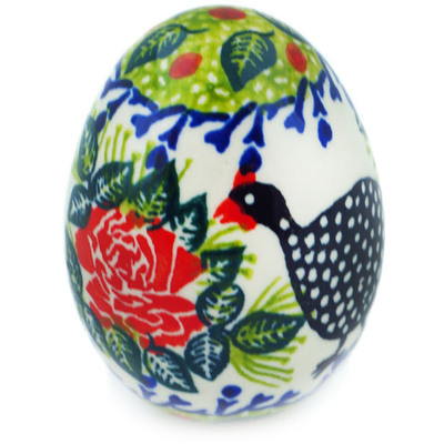 Polish Pottery Egg Figurine 3&quot; Fowl In The Florals UNIKAT