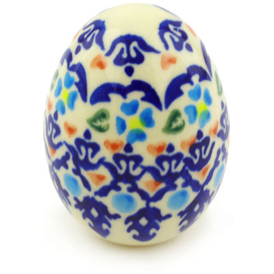 Polish Pottery Egg Figurine 3&quot; Graphic Armor