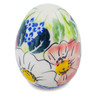 Polish Pottery Egg Figurine 3&quot; Maroon Blossoms