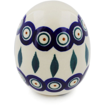 Polish Pottery Egg Figurine 3&quot; Peacock