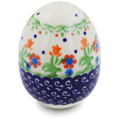Polish Pottery Egg Figurine 3&quot; Spring Flowers