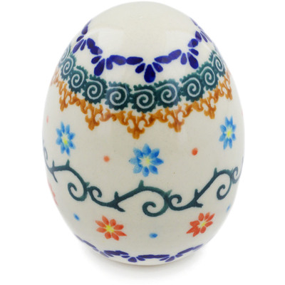 Polish Pottery Egg Figurine 3&quot; Sunflower Dance