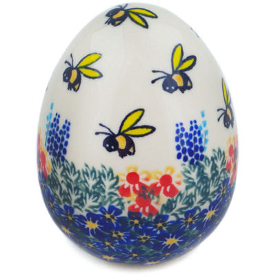 Polish Pottery Egg Figurine 4&quot; Bee Fun UNIKAT