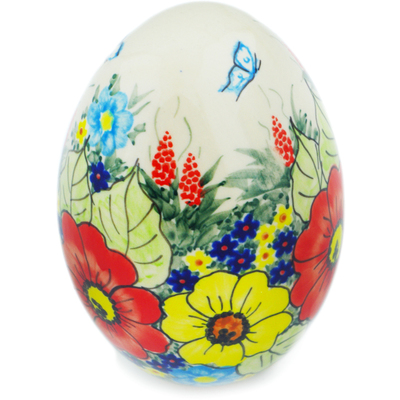 Polish Pottery Egg Figurine 5&quot; Meadow Sights UNIKAT