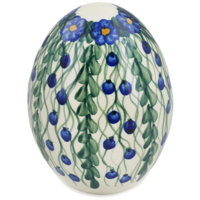 Polish Pottery Egg Figurine 6&quot; Blueberry Drops UNIKAT