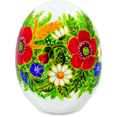 Polish Pottery Egg Figurine 6&quot; Poppy Spring