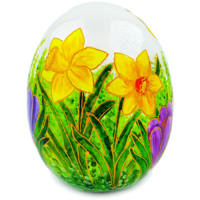 Polish Pottery Egg Figurine 6&quot; Spring Daffodil