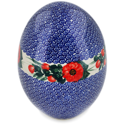 Polish Pottery Egg Figurine 8&quot; Perfect Poppies