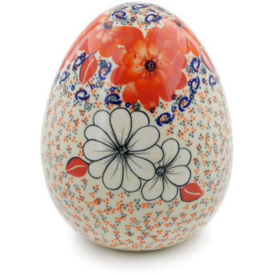 Polish Pottery Egg Figurine 8&quot; Poppy Passion