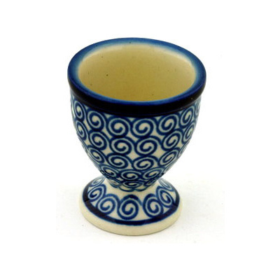 Polish Pottery Egg Holder 2&quot; Baltic Blue