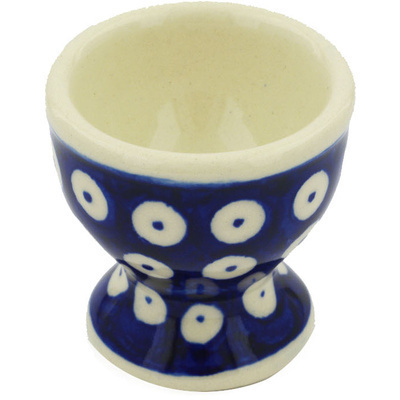 Polish Pottery Egg Holder 2&quot; Blue Eyed Peacock