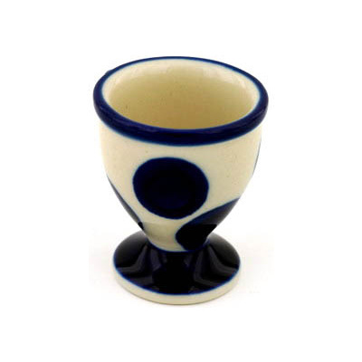 Polish Pottery Egg Holder 2&quot; Bold Blue Dots