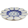 Polish Pottery Egg Plate 10&quot; Peacock Forget-me-not