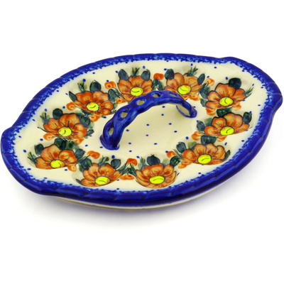 Polish Pottery Egg Plate 11&quot; Autumn Pansies