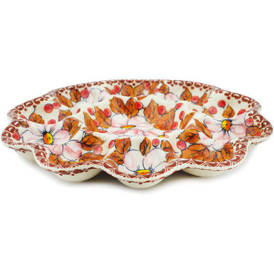 Polish Pottery Egg Plate 11&quot; Autumn Wedding UNIKAT